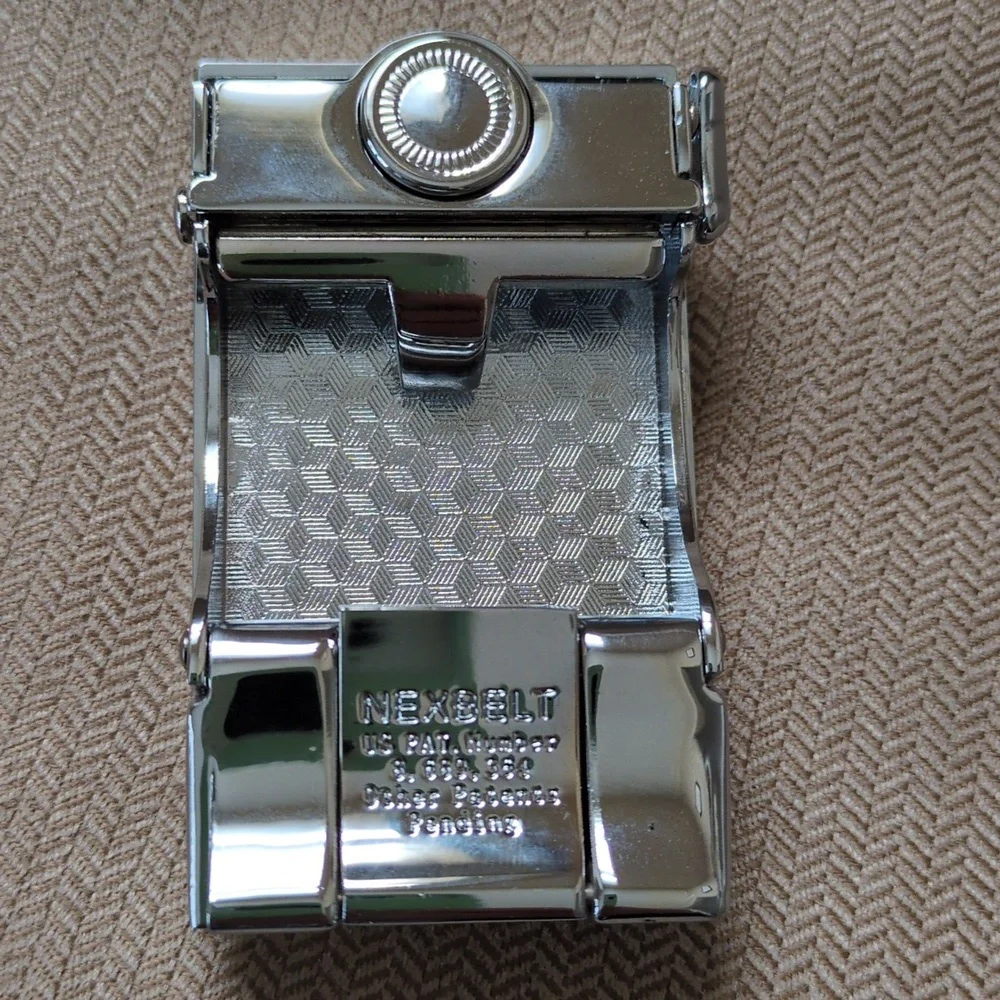 NWOT Nexbelt Chrome And Black Leather Buckle